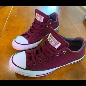 Maroon and Plaid Converse AllStars W S9